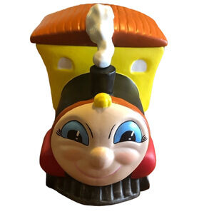 Vintage Pottery Train Tank Steam Engine Cookie Jar - RARE
